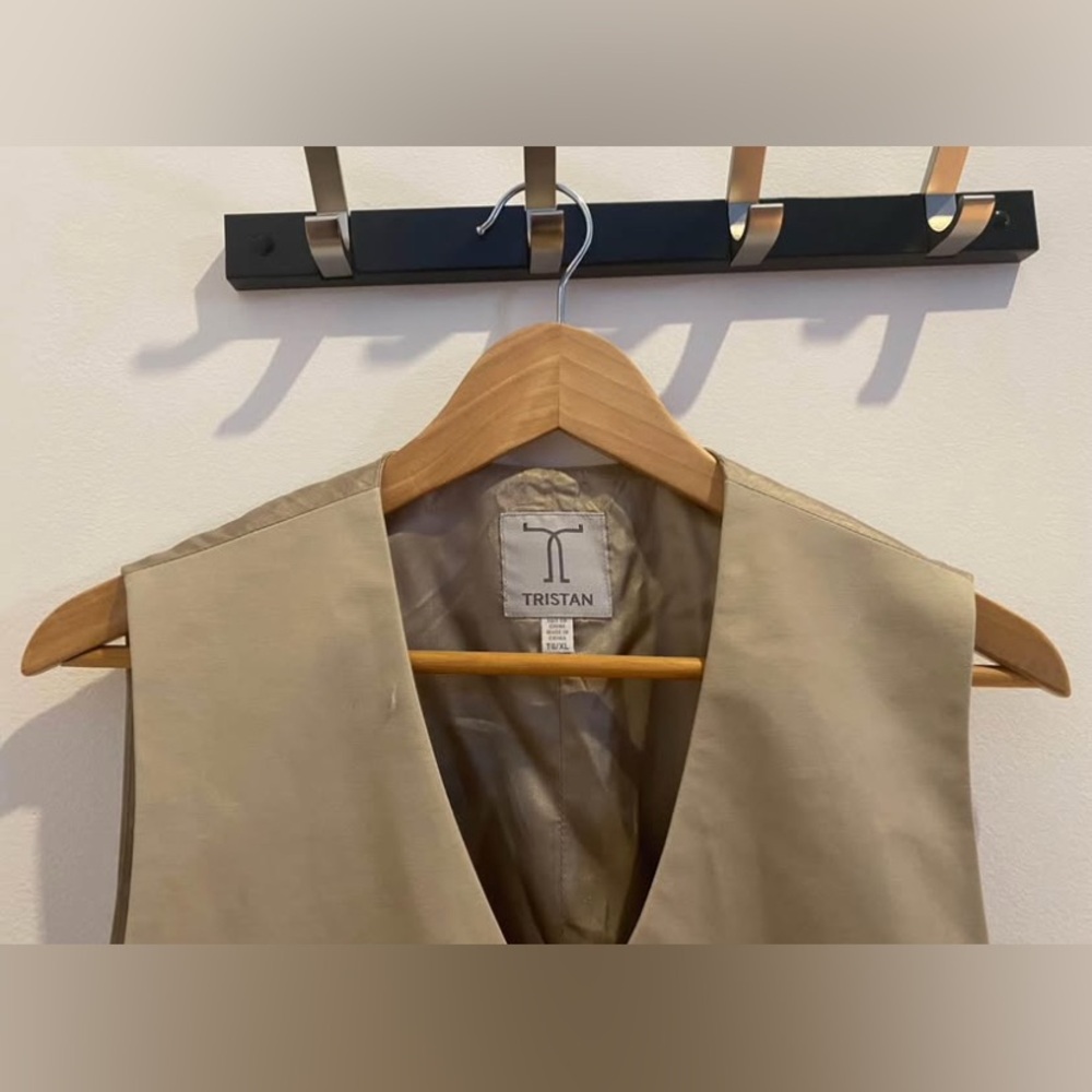 Tristan Beige Suit Vest Size XL – Dress Vest, Wedding & Office - Picture 2 of 5